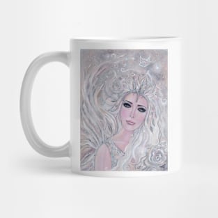 White Winter Rose angel by Renee Lavoie Mug